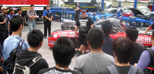 Spreading the drag racing word.