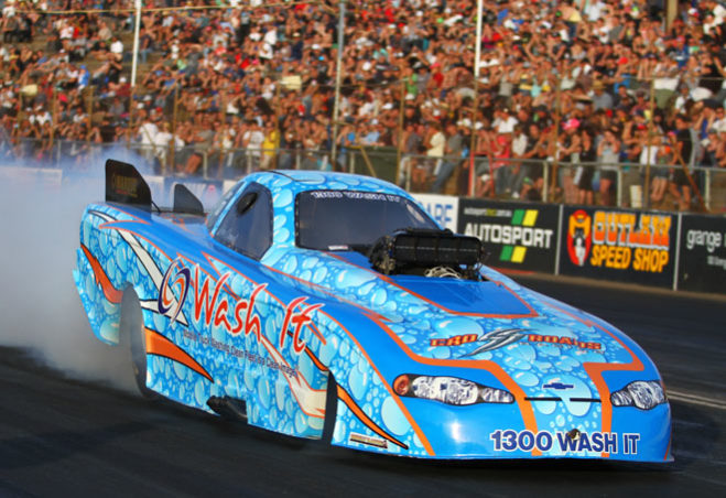 John Cannuli could be excused for finding it hard to focus at the Fuchs Winternationals this weekend at Willowbank Raceway. As well as competing in both Top Alcohol with his Wash It Funny Car and Top Doorslammer with the PC Cranes Camaro, Cannuli will be watching the competition debut of wife Kirsten Tucker in Pro Stock.
