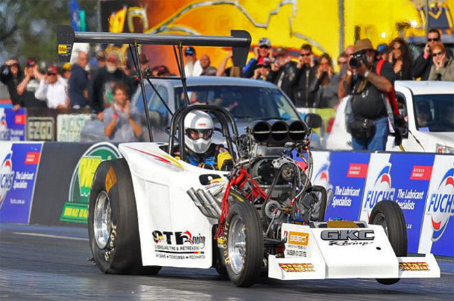 Greg and Kim Clayton had no plans for drag racing during 2012. It was decided to put their supercharged altered Competition car away in the workshop and concentrate on business and family life for the year.  That was until a long overdue catch up meeting with an old friend to talk business, cars, life and whatever else turned into a new look BB/Altered, carrying new components and new corporate backing from Qld Tyre & Retreading (QTR) and Bridgestone Select Salisbury.