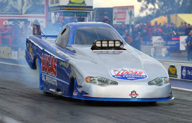 Australian drag racing legend Gary Phillips has claimed yet another ANDRA Top Alcohol crown, taking his championship tally to sixteen - 15 in Top Alcohol and one in Top Doorslammer. Consistency was the key for Phillips again this season as the Lucas Oils team claimed two top qualifiers, three top speeds, two low ETs and new national speed records bringing the bonus points that made the difference in the end.