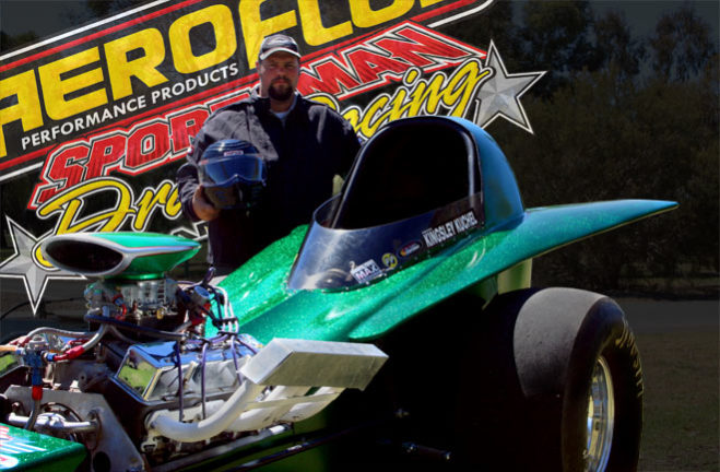 Mildura drag racer Kingsley Kuchel may be relying on some warp drive speed when his swooping dragster beams down to Fuchs South Coast Raceway, Portland on January 5 and 6 for the Aeroflow Sportsman Drag Racing Championship. Kuchel’s unique race car, competing in the Modified class, has been compared to a UFO and even the Batmobile by young race fans, something the 29 year old takes as a compliment.