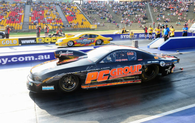 ANDRA Pro Stock points leader Jason Grima has announced that he will be fielding a two car assault for the first time at the 42nd annual Westernationals at Perth Motorplex.  Grima will steer the ‘black’ PC Group Ford Mustang while US racer Brandon Huhtala will make his Australian Pro Stock debut in the ‘blue’ Mustang.