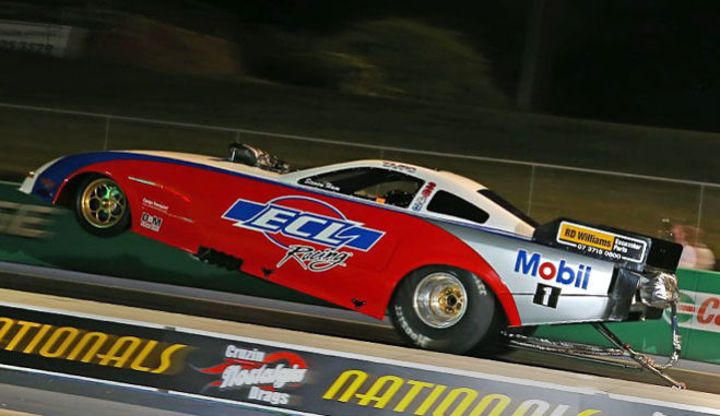 Brisbane Funny Car racer Steve Ham brings a new car to the fight this weekend as he returns to Willowbank Raceway for the Santo’s Cranes Super 3 Extreme Drag Race in the hotly contested ANDRA Top Alcohol championship. Recent testing has injected a fresh shot of confidence into the ECL Team, with Ham touting the new Ford Mustang-bodied Funny Car as the most comfortable car he’s ever driven.