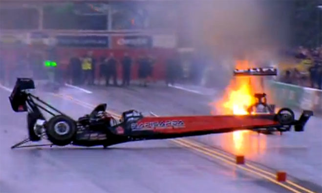 Last night at Willowbank Raceway, three times Top Fuel world champion Larry Dixon had one of the wildest moments of his racing career when a broken axle on his Rapisarda Racing dragster saw a wheel come off mid-pass. Check out the footage! Now includes onboard shots.