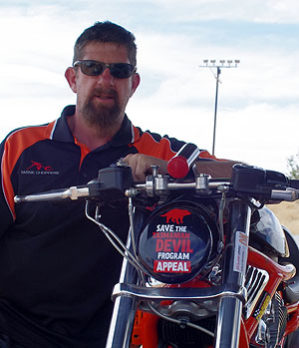 Tasmanian Modified Bike racer Shane Walker will be hoping for crowd support of a different kind at this year’s Nitro Champs as he continues to promote the plight of one of his home state's most iconic symbols, the Tasmanian Devil.