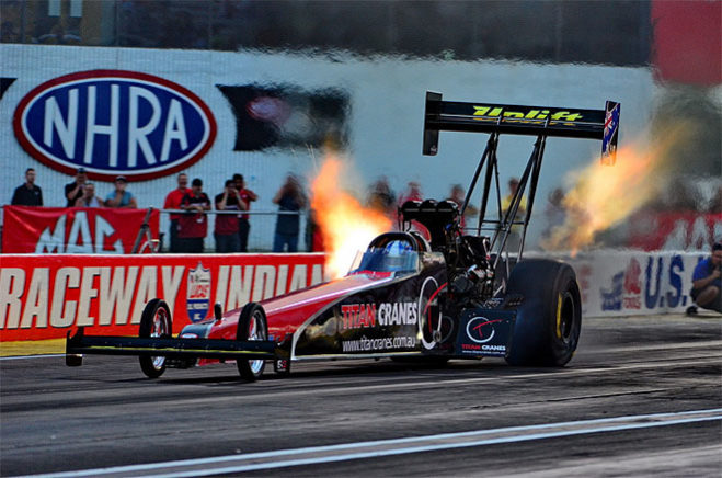 When it comes to international experience driving 8000 horsepower nitro Top Fuel dragsters, few have more runs under the belt than Avon, Indiana-based Tommy Johnson Jr. The nine times NHRA event winner has raced in the US, United Arab Emirates, England, Sweden and Finland during his career and is looking forward to adding Australia to the list when he drives for the Rapisarda Autosport International team at the Nitro Champs at Sydney Dragway.