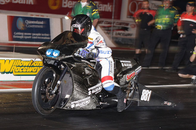 There will be plenty of US attention on next weekend's Fuchs Winternationals at Willowbank Raceway with a number of competitors travelling over the Pacific to compete at the largest drag racing event outside of North America. Aussie expat Rhett Lougheed will be chief among them, returning to race in Pro Stock Motorcycle for the first time in his native country since 2009.