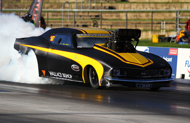 Steering a 3500 horsepower, supercharged Top Doorslammer down a narrow strip of bitumen and accelerating to 400kmh in just six seconds might be the second most intense thing Queensland drag racer Stuart Bishop has ever done in Adelaide.