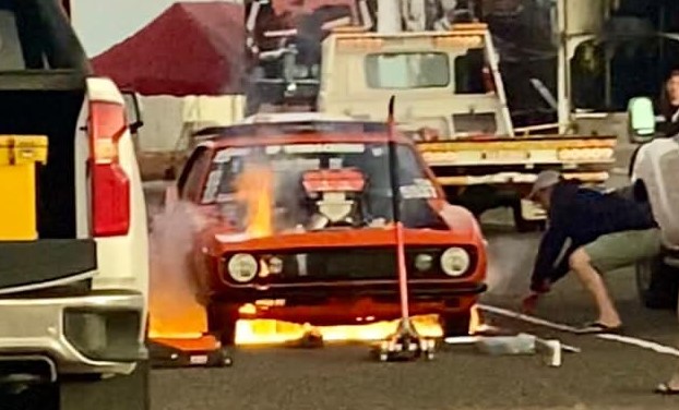 Amazing rebuild: pit area fire doesn't stop Davies